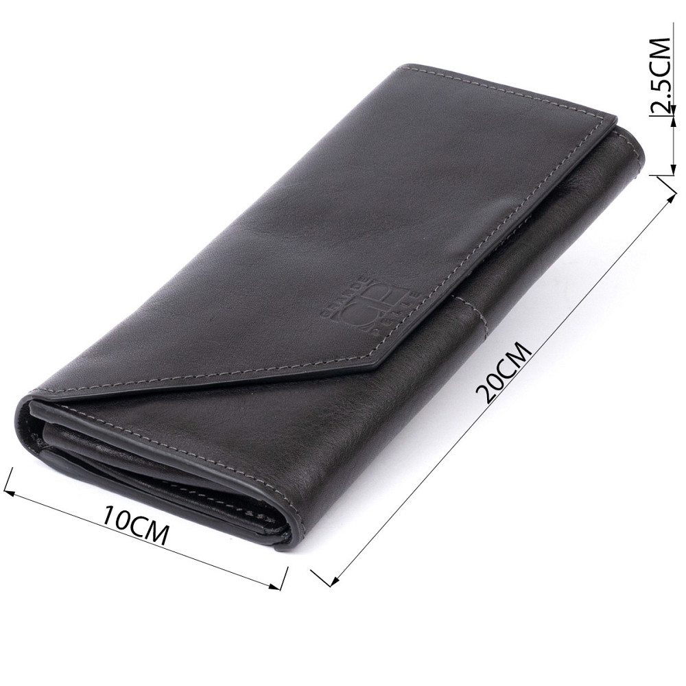 Горизонтальный клатч глянцевый на магните GRANDE PELLE 11316 Черный Киев - изображение 3