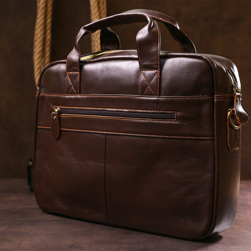 Стильна сумка для ноутбука Vintage 20681 Коричневий Київ - фото 10