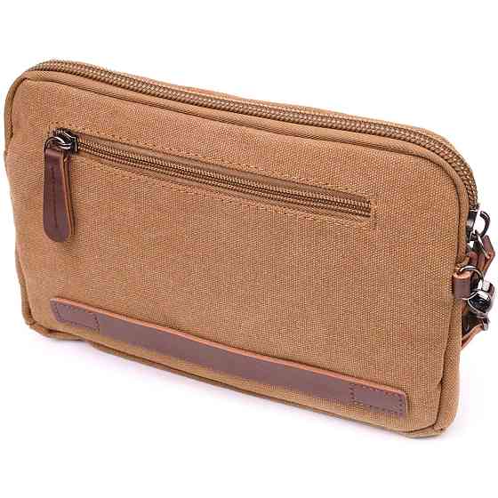 Практичная мужская барсетка из текстиля Коричневая (Vintage) Киев