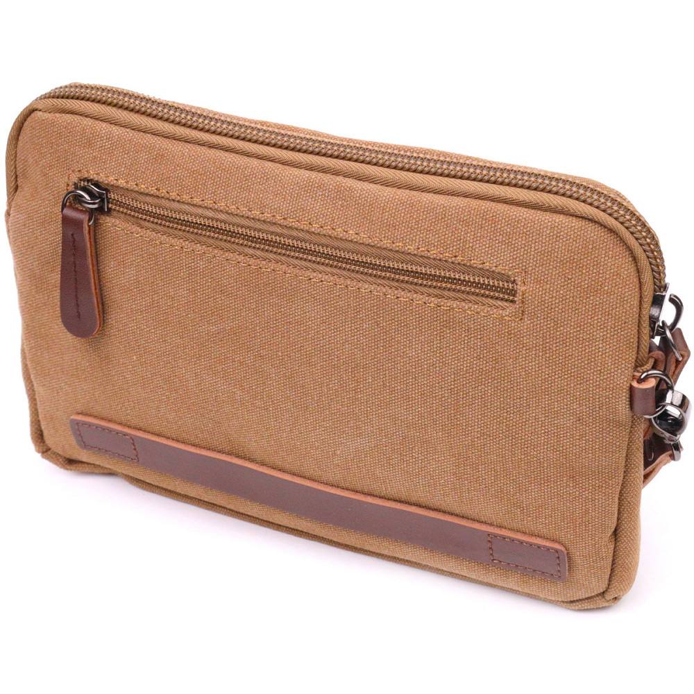 Практичная мужская барсетка из текстиля Коричневая (Vintage) Киев - изображение 6