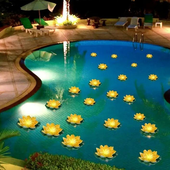 Плаваючий світильник у формі квітки з сонячною батареєю. Київ - фото 5