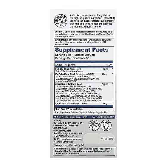 Пробиотики для мужчин Solaray Complete Probiotic Men's 30 вес капс Киев