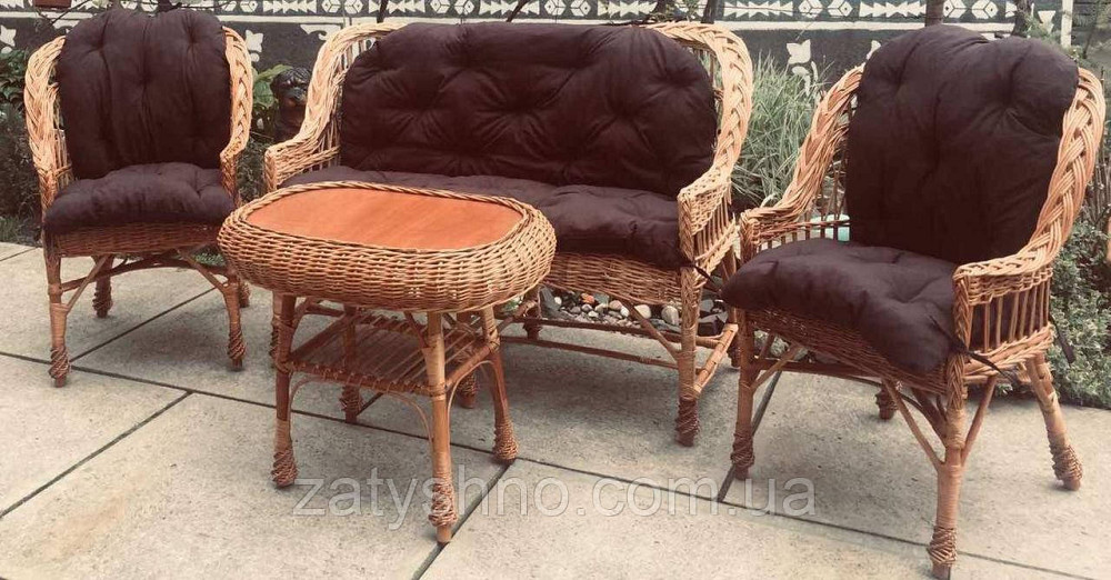 Мебель плетеная с накидками | мебель из лозы с подушками | мебель  натуральная с небольшим столом Киев - изображение 1