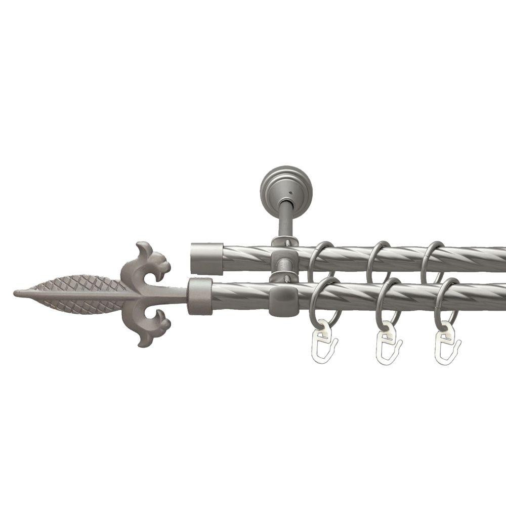 Карниз Orvit Генуя металевий дворядний відкритий скручена труба кільце металеве Сатин 16\16 мм 300 см (00-00022836) Львів - фото 1