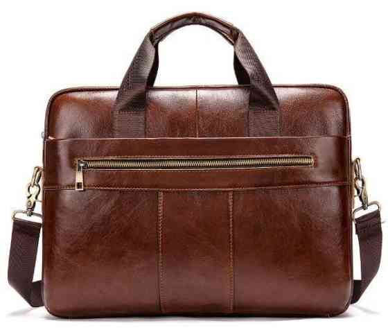 Ділова чоловіча сумка з зернистої шкіри Коричнева (Vintage) Київ