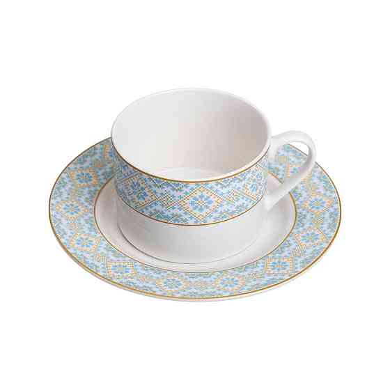 Белая фарфоровая чашка с орнаментом 250 мл Киев