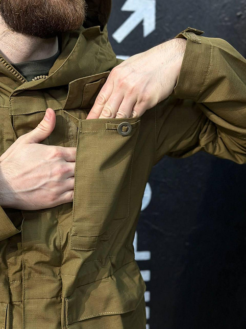 Тактическая легкая летняя куртка койот рип-стоп с капюшоном и утяжкой на талии Львов - изображение 10