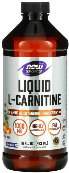 L-карнитин  Now Foods  L-Carnitine Sports 1000 мг 473 мл тропический пунш Киев - изображение 1