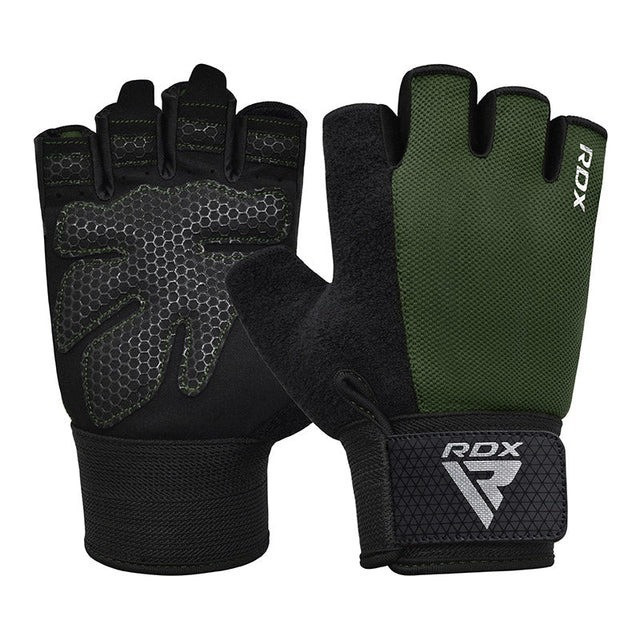Рукавички для фітнесу RDX W1 Half Army Green Plus M Каменское - изображение 1