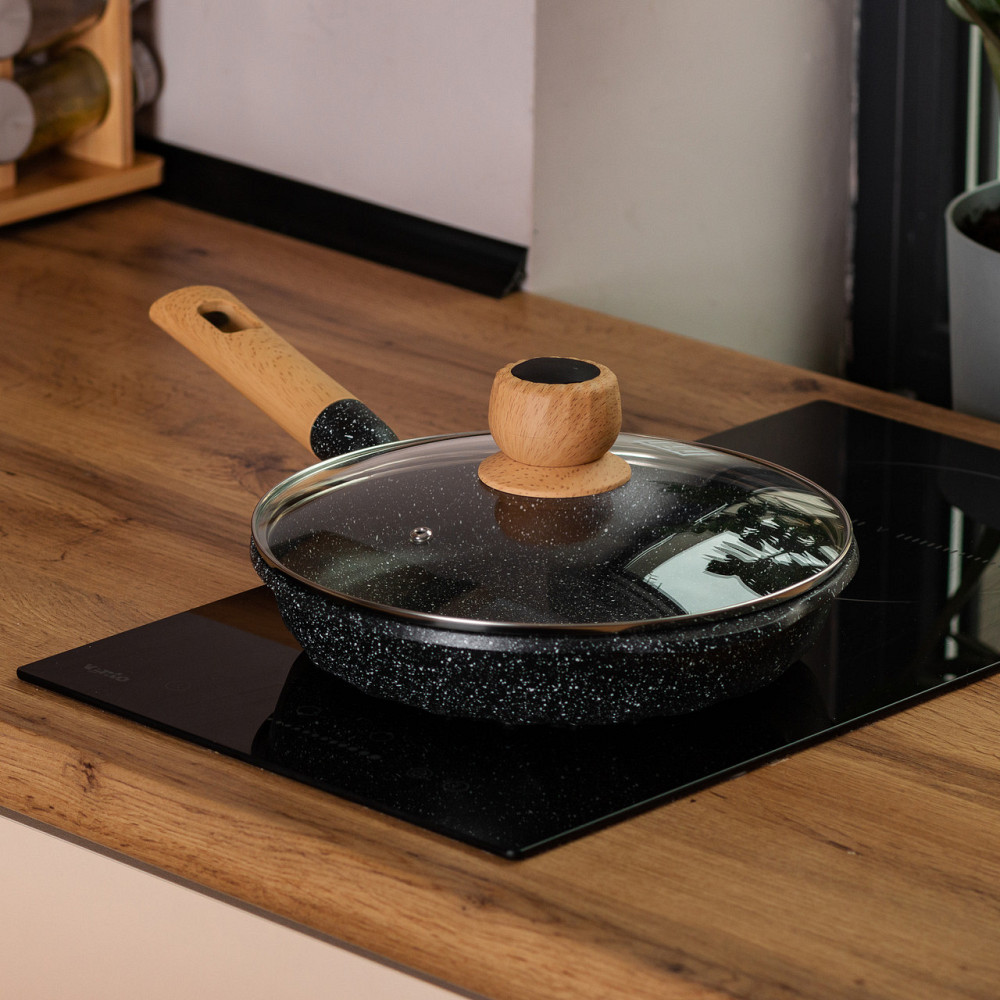 Сковорода мраморная Ø 24 см черная с антипригарным покрытием Киев - изображение 6