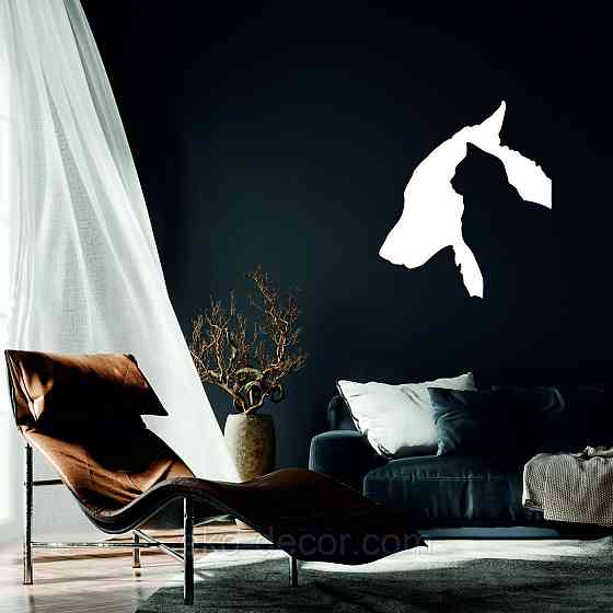 Декоративне настінне Панно «Кіт та Собака», Декор на стіну 90*78 см, Білий Київ