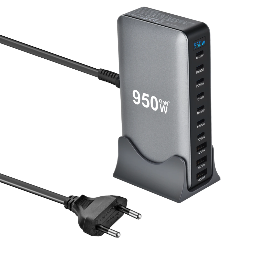 Мережевий зарядний пристрій Gan 3 YMX-950W на 10 портів 4Type-C-140 W 3Type-C-100W 3USBQC3.0-30W Чорний Вінниця - фото 1