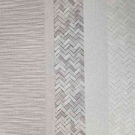 Шпалери метрові вінілові на флізелін Marburg Botanica горизонтальні смуги структурні сірі з білим Київ