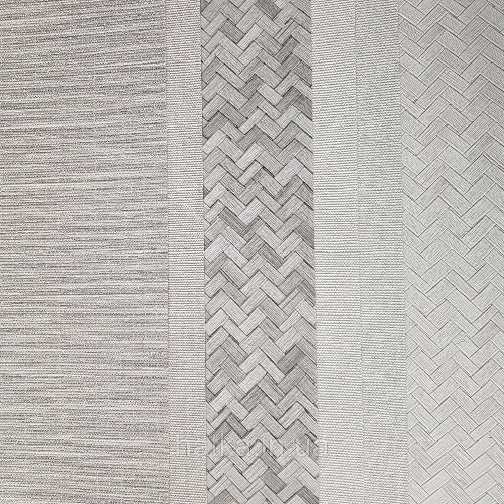 Шпалери метрові вінілові на флізелін Marburg Botanica горизонтальні смуги структурні сірі з білим Київ - фото 2