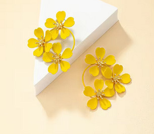 Серьги объемные желтые Цветы Киев - изображение 1