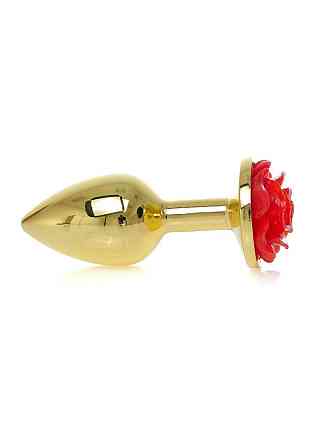 Анальная металлическая пробка Plug-Jewellery Gold PLUG ROSE-Red Sex Aura Киев