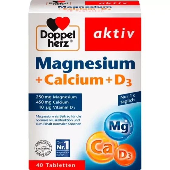 Магній + кальцій + вітамін D3 таблетки Doppelherz 40 штук, 73,5 г Doppelherz Magnesium + Calcium + V Львів