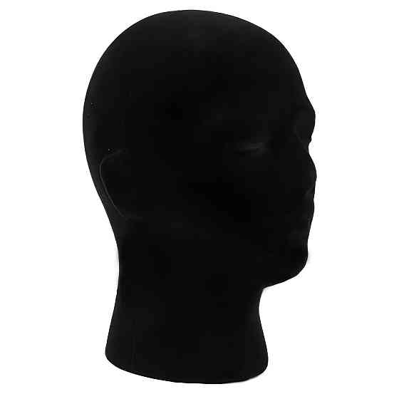 Манекен голови RESTEQ з пінопласту, покритий чорною велюровою тканиною, для шапок, перук, окулярів Київ