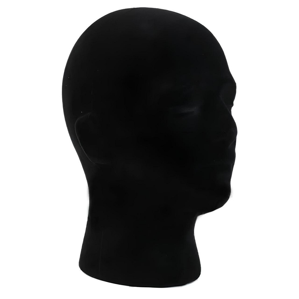 Манекен голови RESTEQ з пінопласту, покритий чорною велюровою тканиною, для шапок, перук, окулярів Київ - фото 2