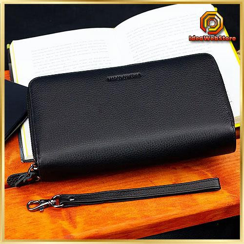 Вместительный мужской клатч кошелек из натуральной кожи черный на две молнии Marco Coverna Киев - изображение 1