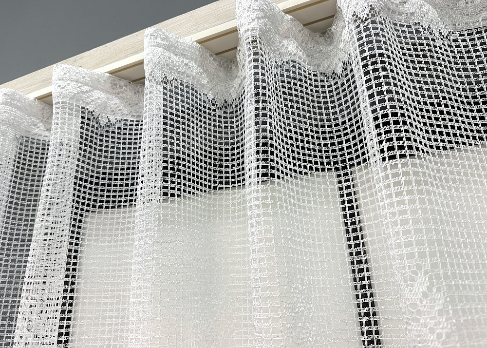 Тюль сетка VR-Textil Juli № 1721т Арка на кухню цвет белый со светло-коричневым 500х160 см (53-0039) Киев - изображение 7