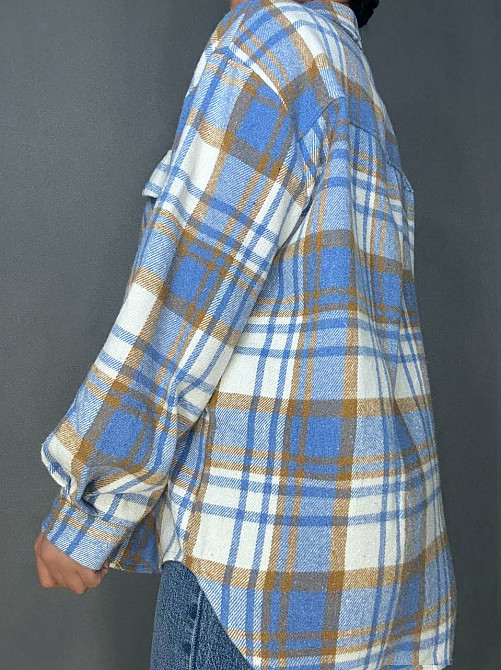 Сорочка жіноча YZY 223 картата оверсайз тепла байка, блакитний, one size Київ - фото 4