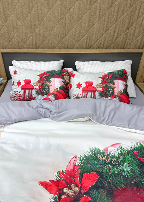 Комплект постельного белья Фланель, Евро 200х220 с Рождественским (Новогодним) принтом (88-200) Киев - изображение 7