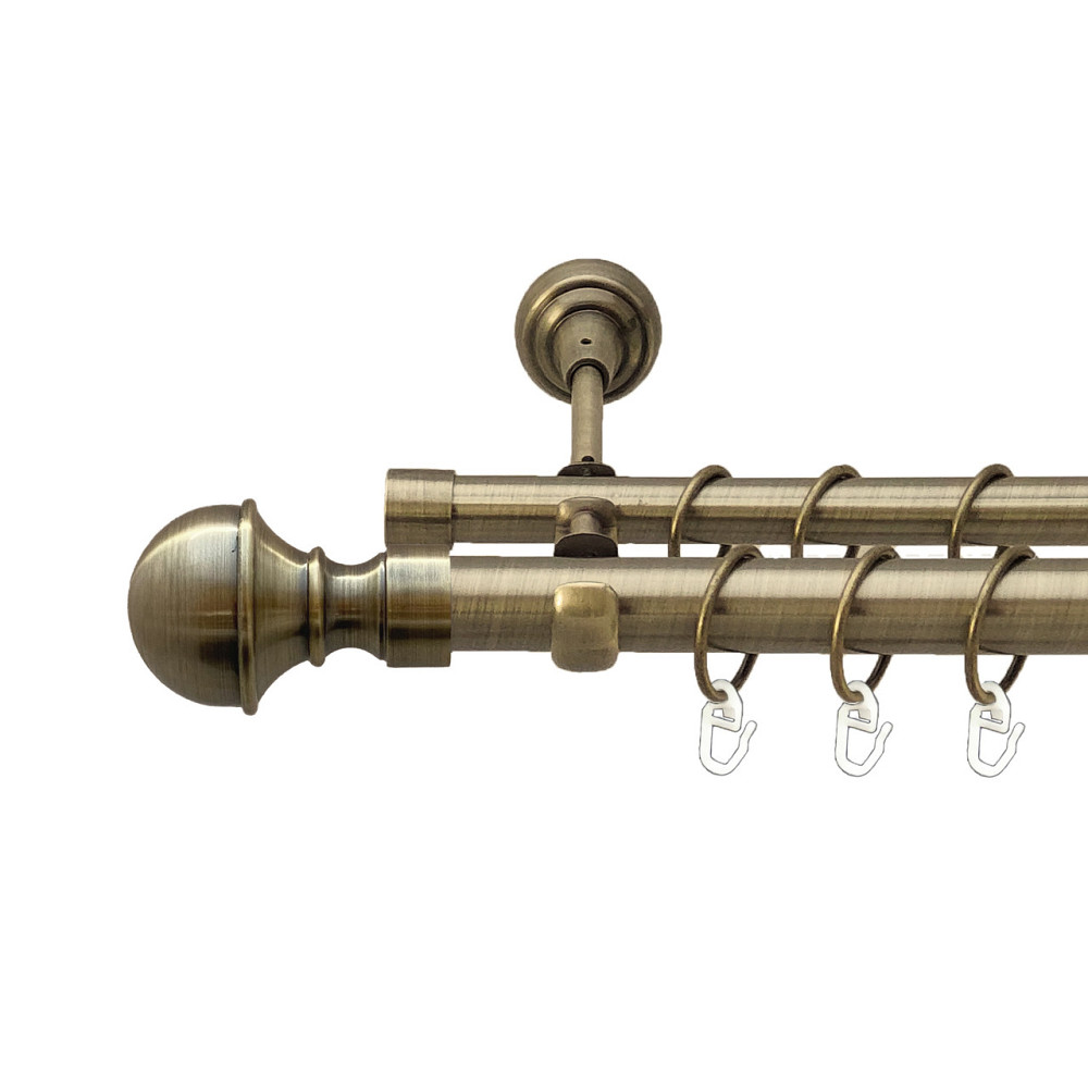 Карниз Orvit Бостон металевий дворядний відкритий Антик 25\19 мм 160 см (00-00010250) Львов - изображение 1