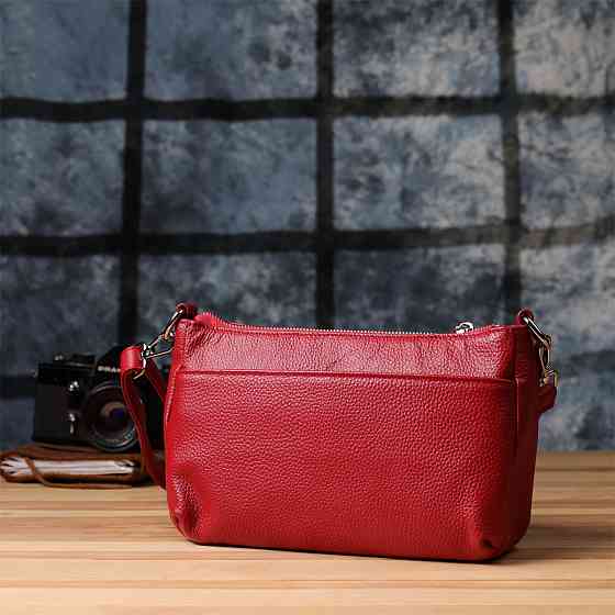 Жіноча шкіряна сумка з двома зручними ремінцями Vintage 22927 Червоний Київ