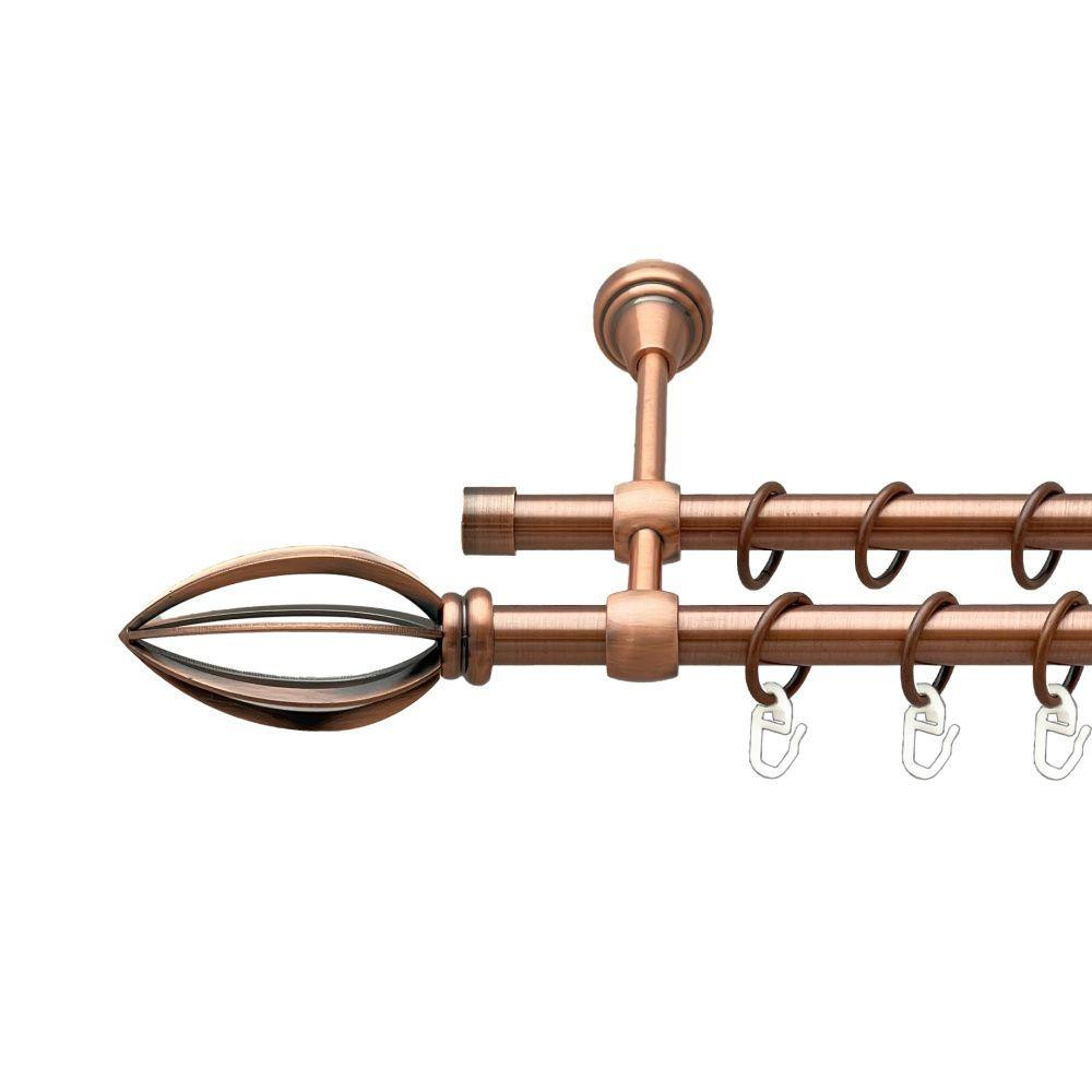 Карниз Orvit Пантеон металевий дворядний литий гладка труба кільце металеве Мідь 16\16 мм 160 см (00-00019666) Львів - фото 1