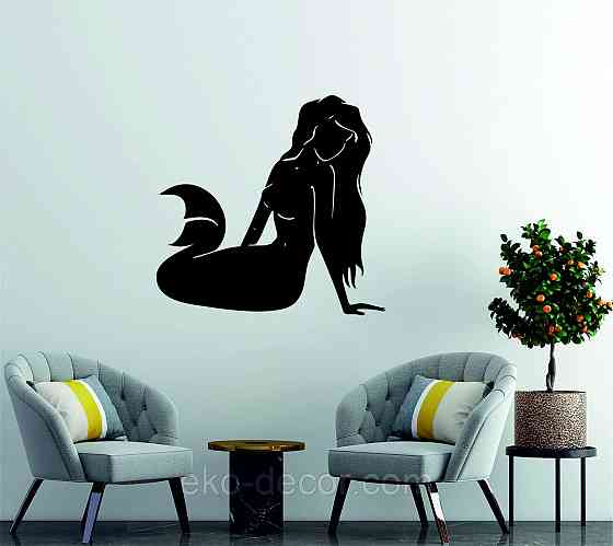 Декоративне настінне 3D Панно «Русалонька» Декор на стіну з об'ємом 70*67 см, Чорний Київ