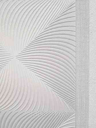 Шпалери вінілові на флізеліні Sintra Simmetria геометрія фігури ромби смуги 3д білі сірі срібло 524718 Київ