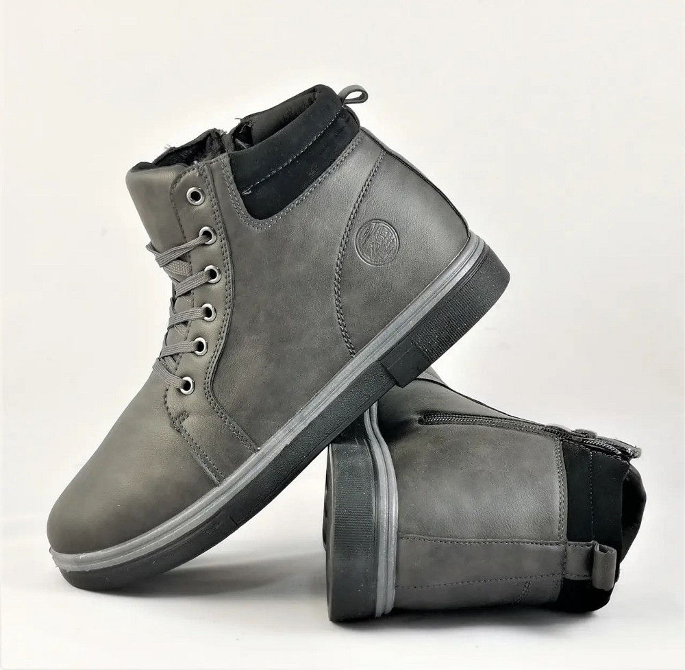 Черевики ЗИМНІ чоловічі Сірі Кросівки з МЕХОМ на замку з блискавкою (розміри: 41,42,43,44,45) - 302-3 Дніпро - фото 3