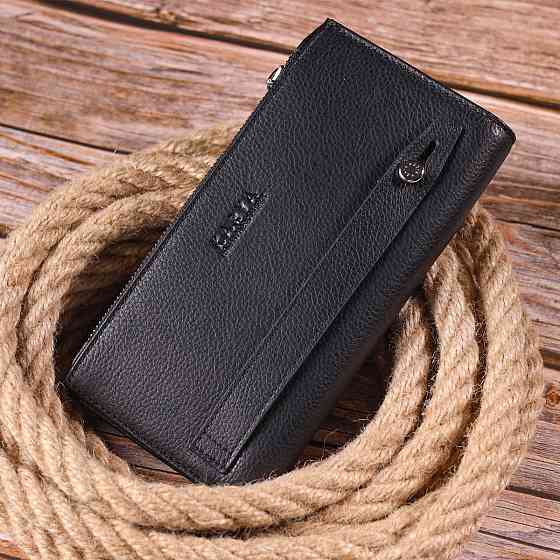 Класичне чоловіче вертикальне портмоне з натуральної шкіри KARYA 21422 Чорний Київ