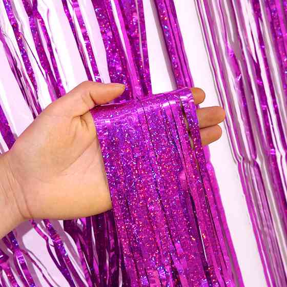 Шторка для фотозоны дождик с голограммой 3 м на 1 м малиновый Киев