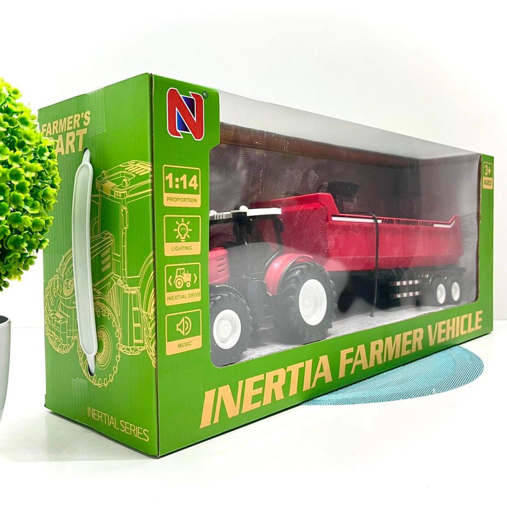 Трактор інерційний з причепом масштаб 1:14 гумові колеса світло звук Червоний (99-55D)) Чернигов - изображение 7