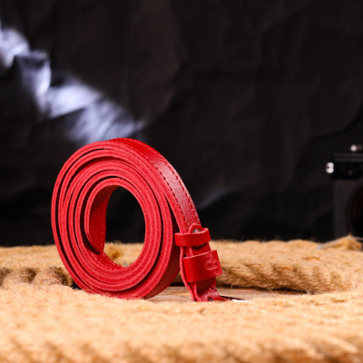 Ремінь Grande Pelle Вузький жіночий з натуральної шкіри Червоний (21440) Вінниця - фото 10