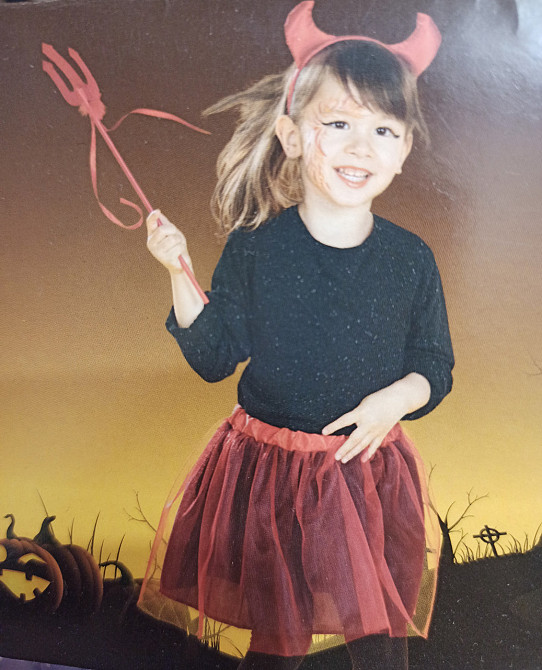 Дитячий для девочки Чортик на Хелловін спідниця, обруч і вила розмір 3-5 років червоний Київ - фото 4