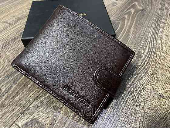 Брендовий чоловічий гаманець з блоком для документів коричневого кольору Marco Coverna 047-823 Київ