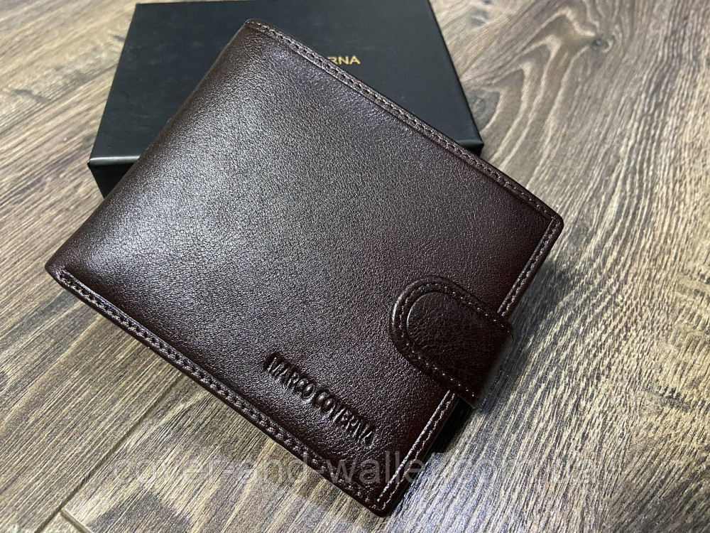 Брендовый мужской кошелек с блоком для документов коричневого цвета Marco Coverna 047-823 Киев - изображение 3