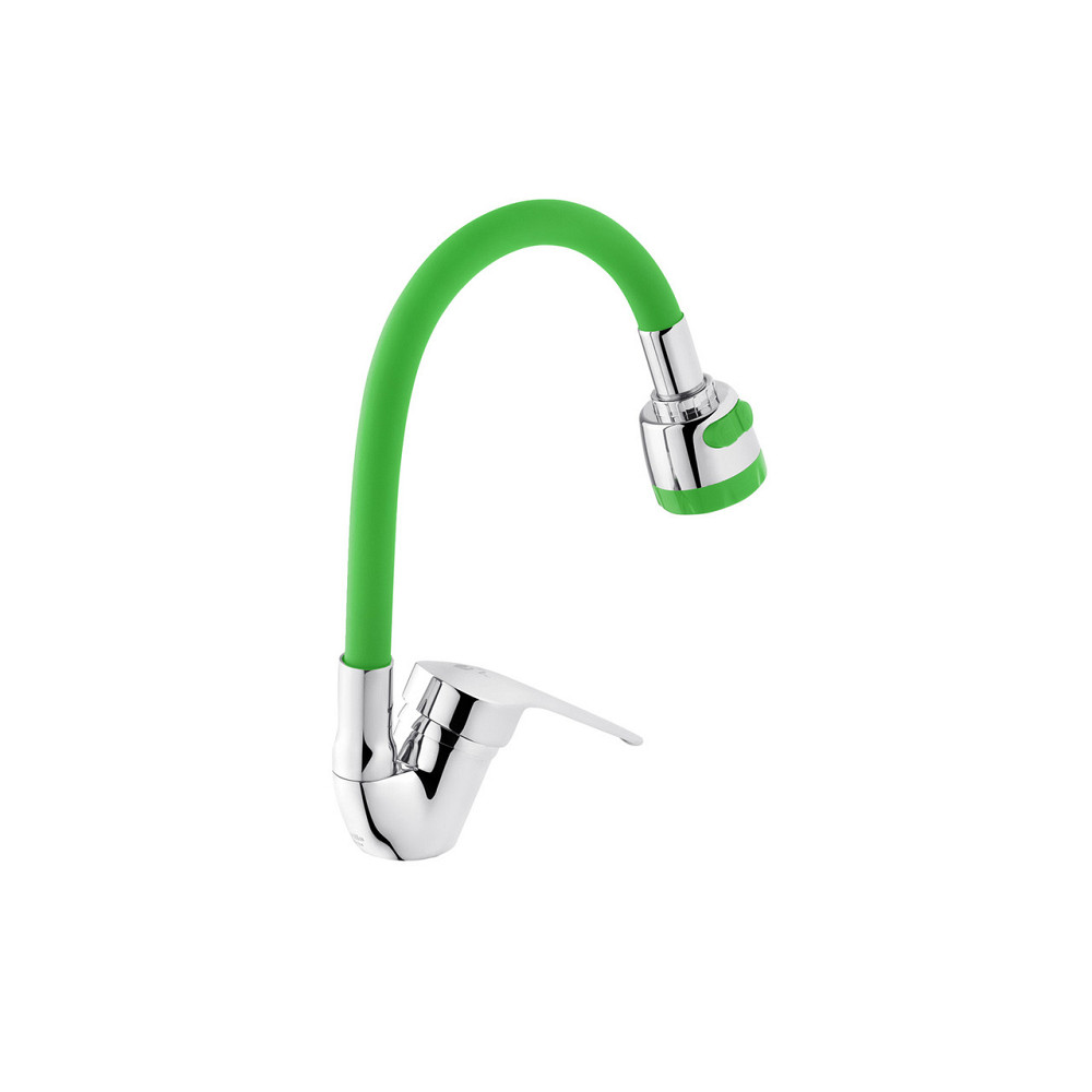 Смеситель для кухни Agua Sevilla гибкий - C039VRD хром/зеленый Киев - изображение 2