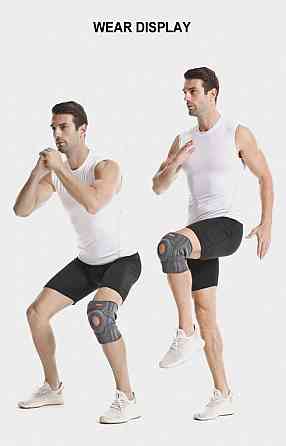 Ортез колінний AOLIKES із металевими пружинними бічними стабілізаторами та силіконовими накладками, регульований 35-62см (сірий) Николаев