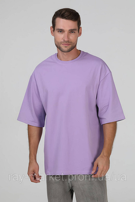Набір футболок оверсайз чоловічих 2 шт "U0104-Pink-Lilac" XXL/3XL Київ - фото 3