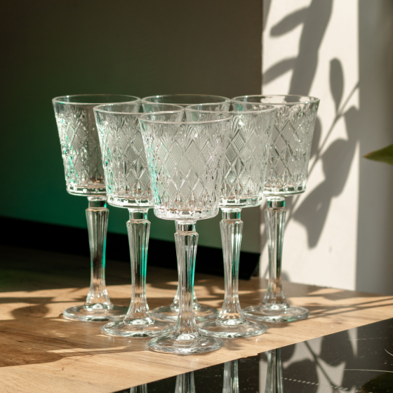 Yiwu Набір келихів для вина 6 шт 225 мл на високій ніжці HP-19-128 Киев