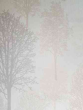 Шпалери вінілові на флізелін Marburg 82214 Giulia дерева сірі коричневі на бежевим з сріблом 3д Київ