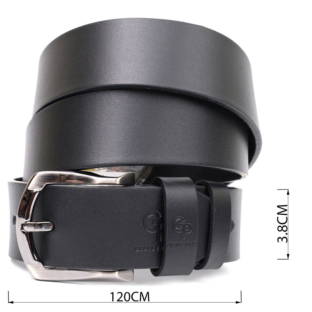 Чудовий ремінь під джинси з натуральної шкіри GRANDE PELLE 11686 Чорний Київ - фото 8