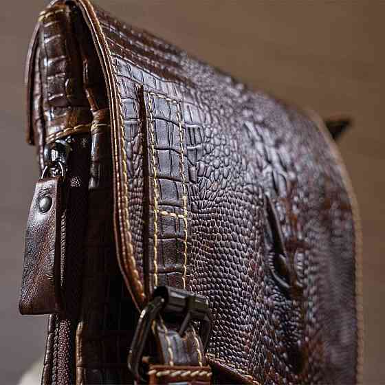 Сумка-мессенджер тиснение под экзотику Vintage 20038 Коричневая Киев