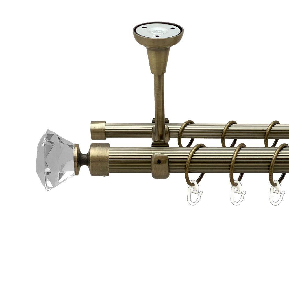 Карниз Orvit Спектралія металевий дворядний відкритий до стелі рифлена труба кільце металеве Антик 25\16 мм Львов - изображение 1