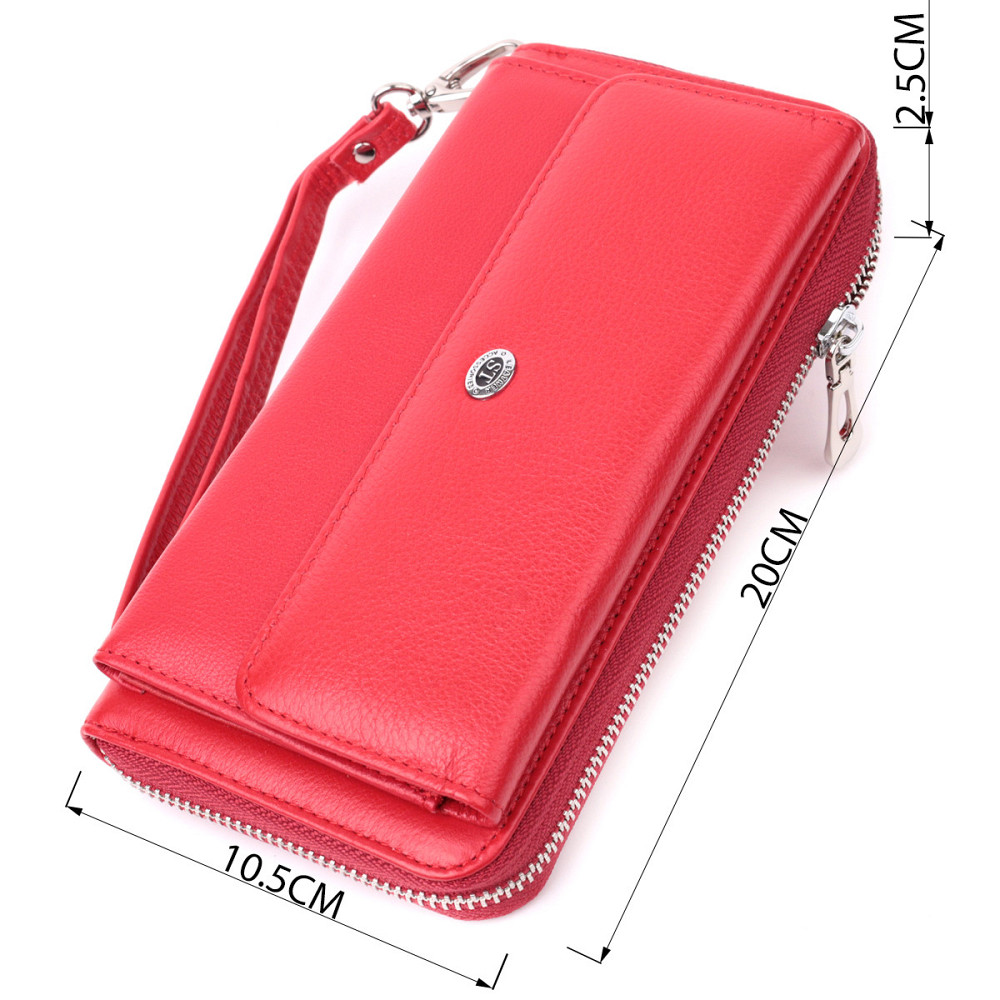 Симпатичный кошелек-клатч с ручкой для ношения в руке из натуральной кожи ST Leather 22530 Красный Киев - изображение 8