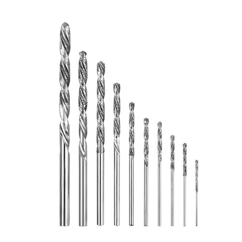 Набір алмазних свердел 10 шт 0.8-4 мм для ручного дриля по склу та металу свердла зі сталі з алмазним напиленням у чохлі Київ - фото 3